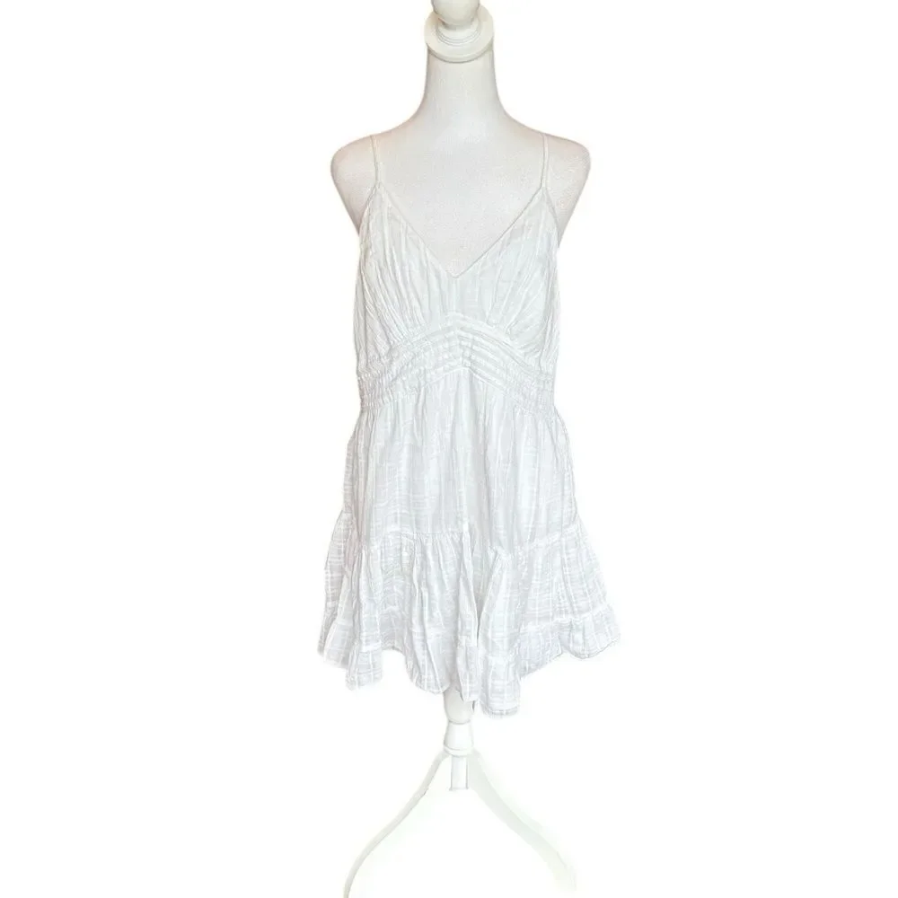 American Eagle Babydoll Mini Dress Strappy Open Back Womens Size Large White